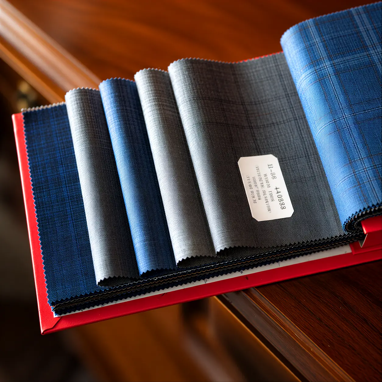 Textured cloth selected for a custom suit